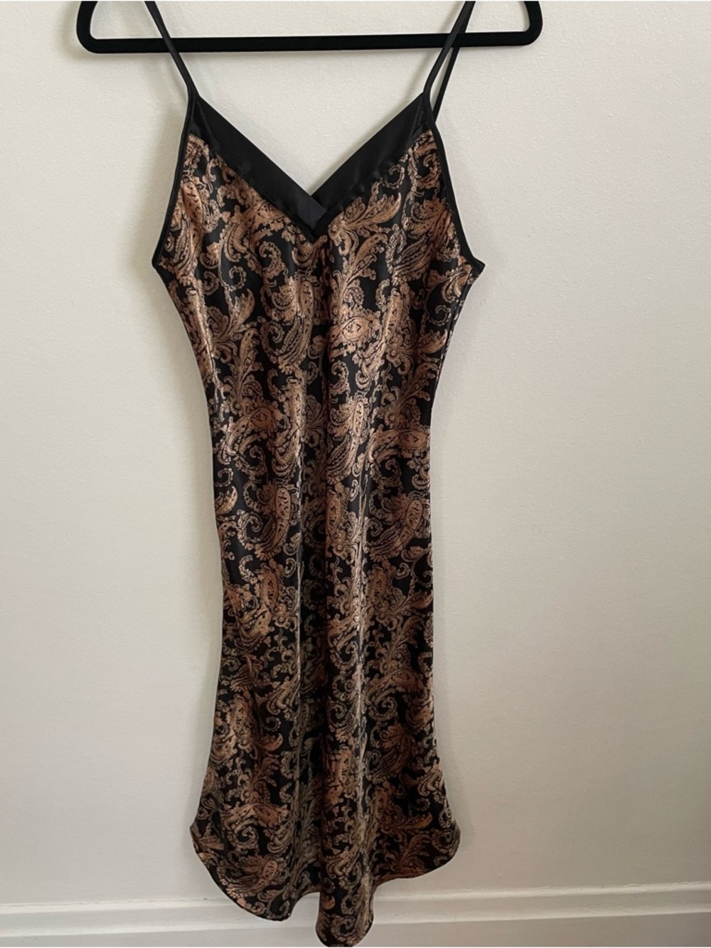 Black & Bronze Paisley Midi Slip Dress